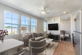 Wall mounted tvs in studio apartment homes